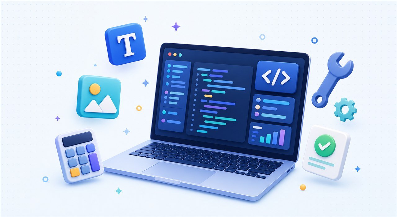 An illustrated ToolsWiz workspace showing useful digital tools